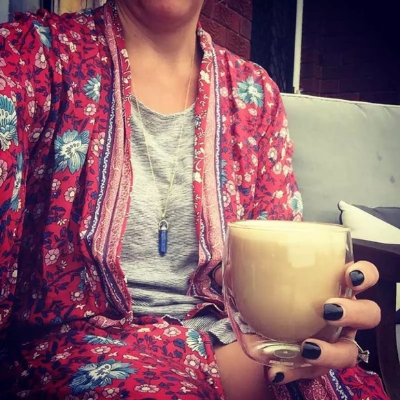 SOLD OUT Red Floral Boho Gypsy Kimono Duster Robe - Picture 7 of 8